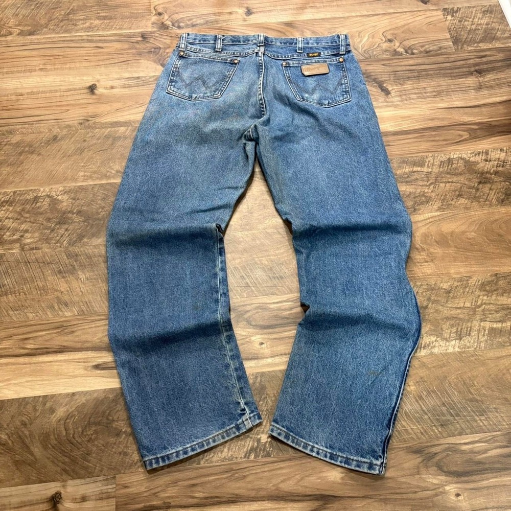 Vintage Y2K Wrangler Cowboy Blue Jeans Baggy Bootcut 90s Western Style 34x32
